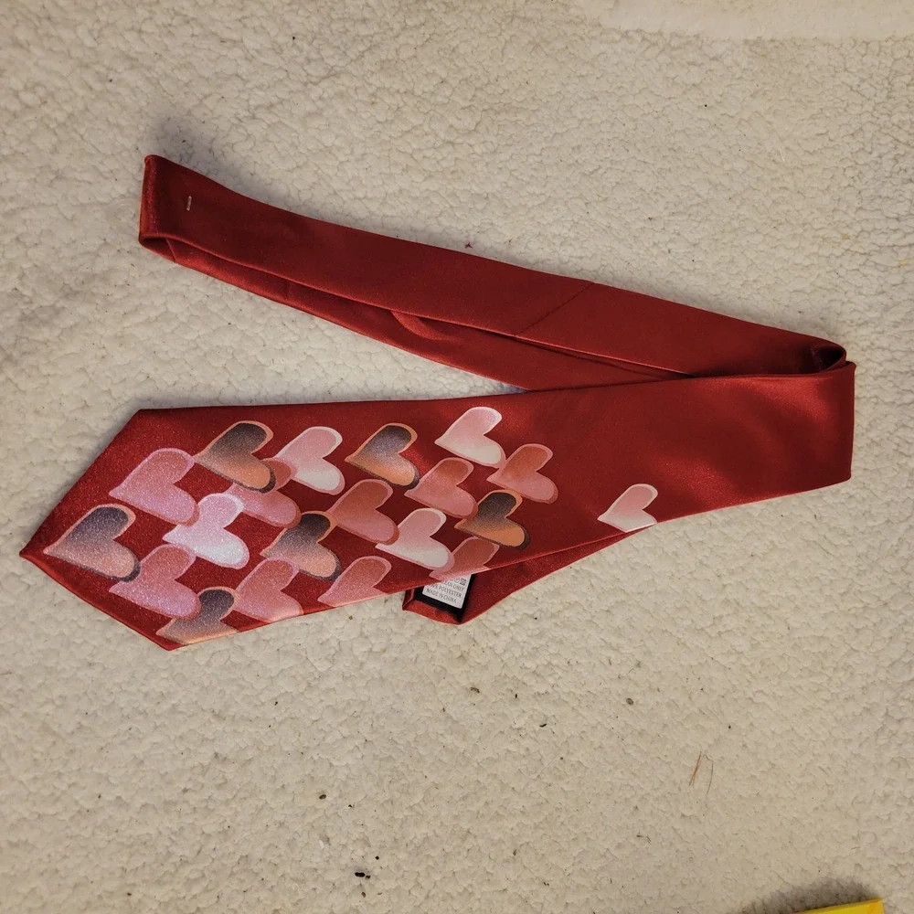 Gospitaky Red Heart Tie Valentine's‎ Day Novelty Necktie Polyester